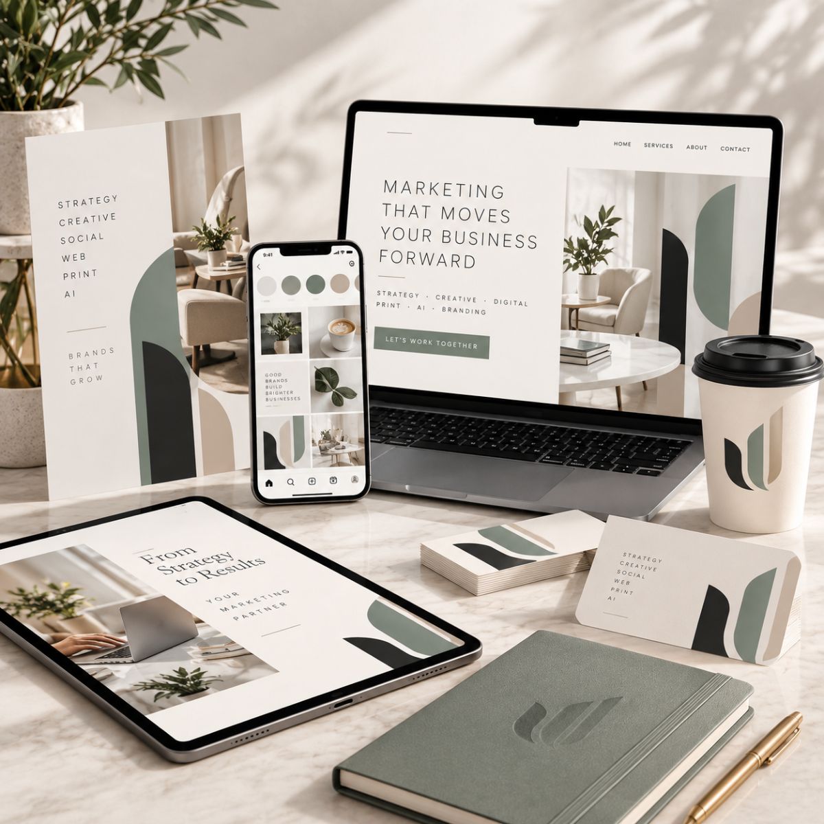 UThriveOnline branding across web, social, print and digital marketing