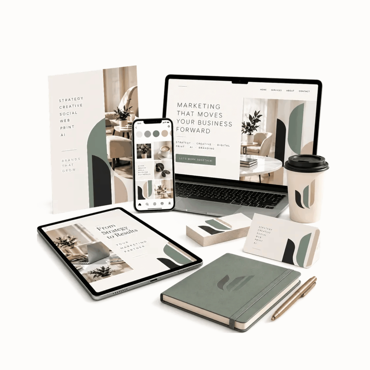 UThriveOnline branding across web, social, print and digital marketing
